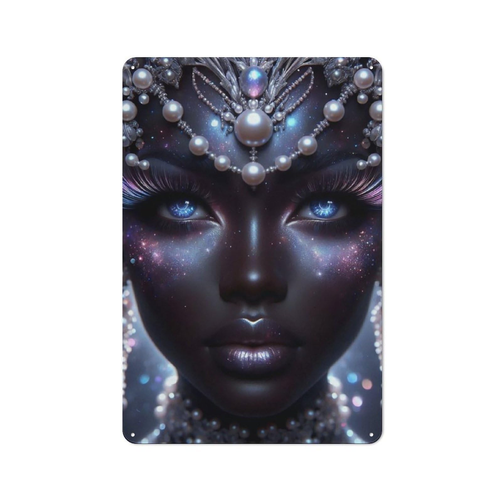 Junmoney Cosmic Beauty Portrait Metal Sign 30X20cm With For Pub Or Café, Retro Decor, For Cooler-Month Interiors With Retro Character