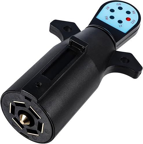 Probador de luz de remolque, probador de enchufe de remolque de 7 pines con LED rojo, probador de enchufe de remolque de 7 vías para diagnosticar y