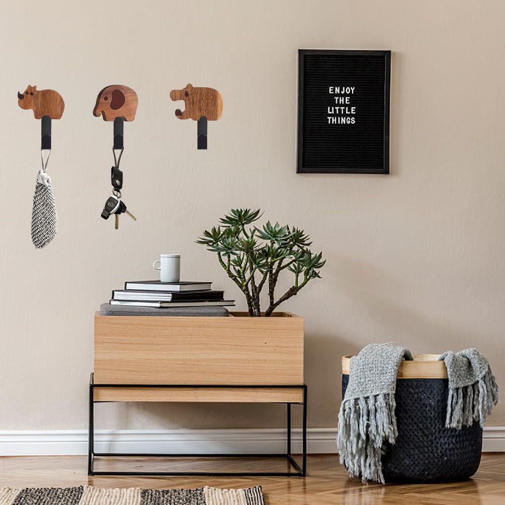 Jiahuade Perchero Infantil Pared,5PCS Gancho pared Bonito,Gancho de Pared Animales,Ganchos Adhesivos para Pared Niños,Colgador Infantil para Puerta (B)