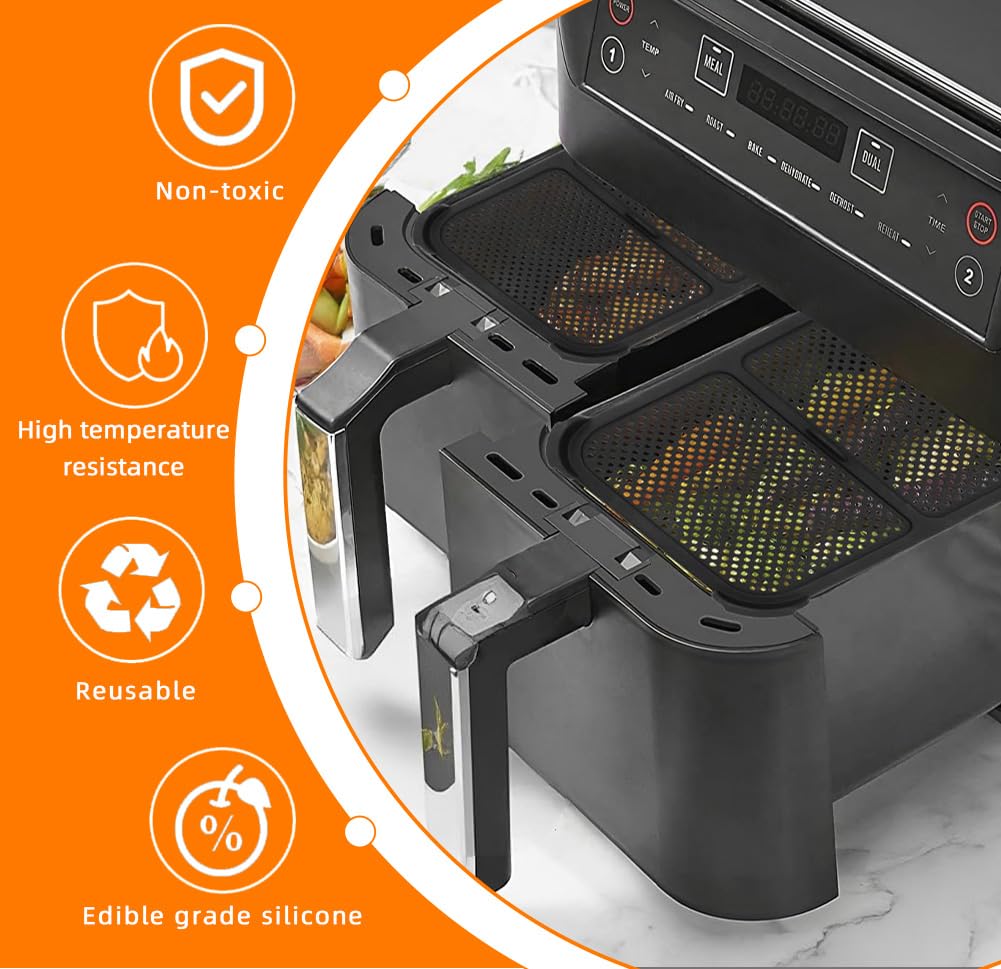 Grille Anti-Projection Pour Air Fryer Ninja AF500EU 10.4L - Silicone Et Acier, Anti-Éclaboussures, Lavable Lave-Vaisselle
