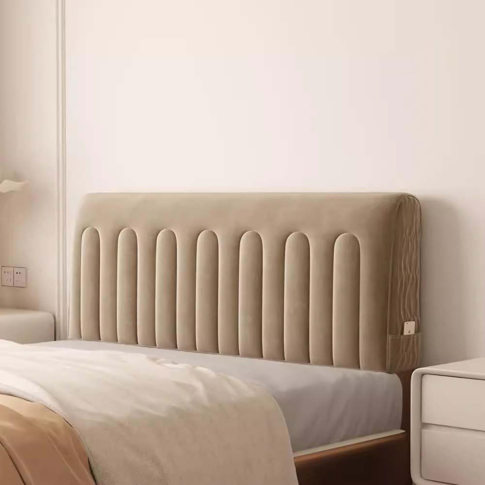 Copertura per testiera per Letto, Copri testiera Letto in Velluto, Copri testiera Imbottito, Copri testiera Letto per Camera da Letto