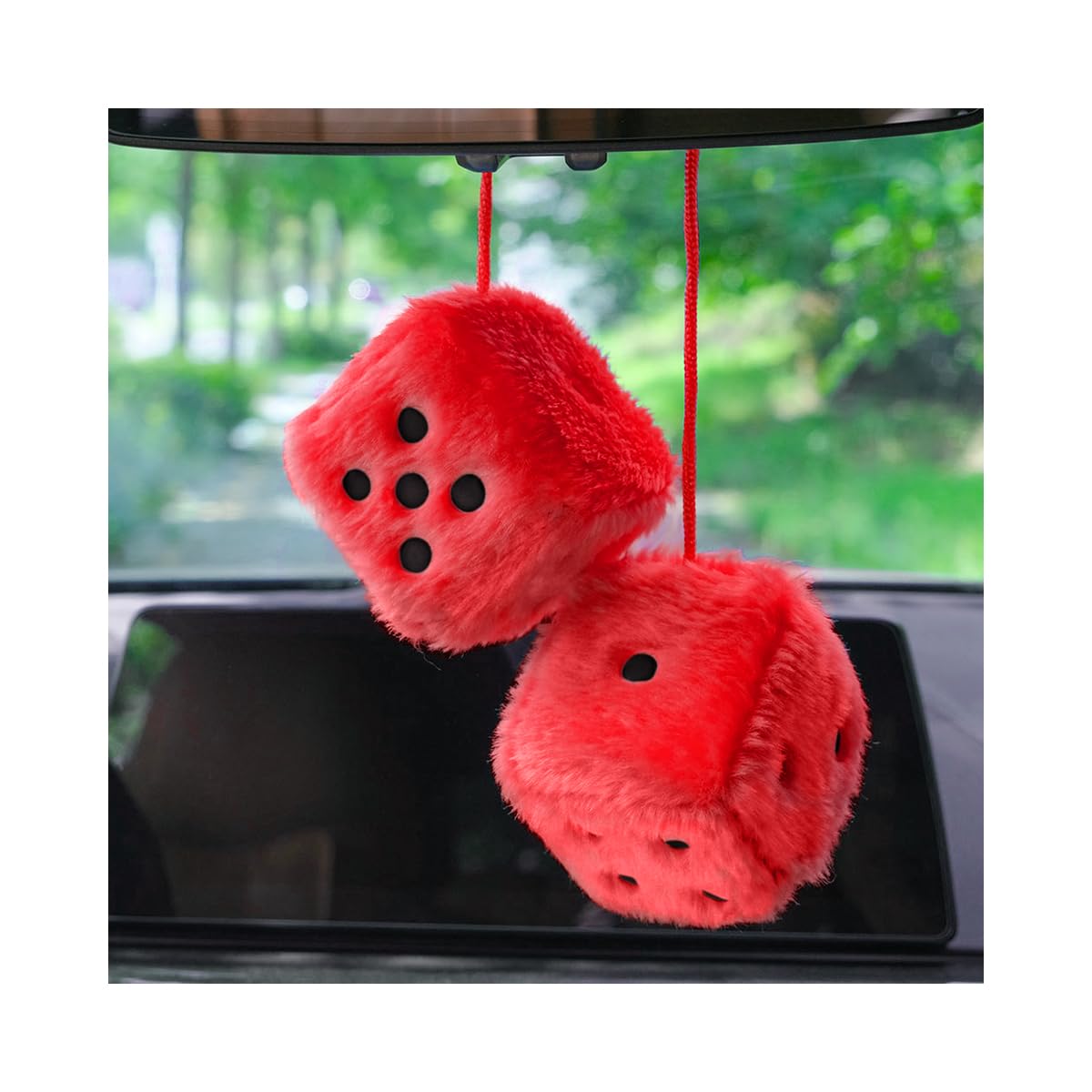 JNNJ Dadi Pelosi, Dadi Pelosi Da Appendere per Auto, Cubo Di Peluche per Auto, Dadi Da Appendere Specchietto Retrovisore Decorazione, Per Interni Auto, Pareti, Superficie Frigorifero(Rosso)