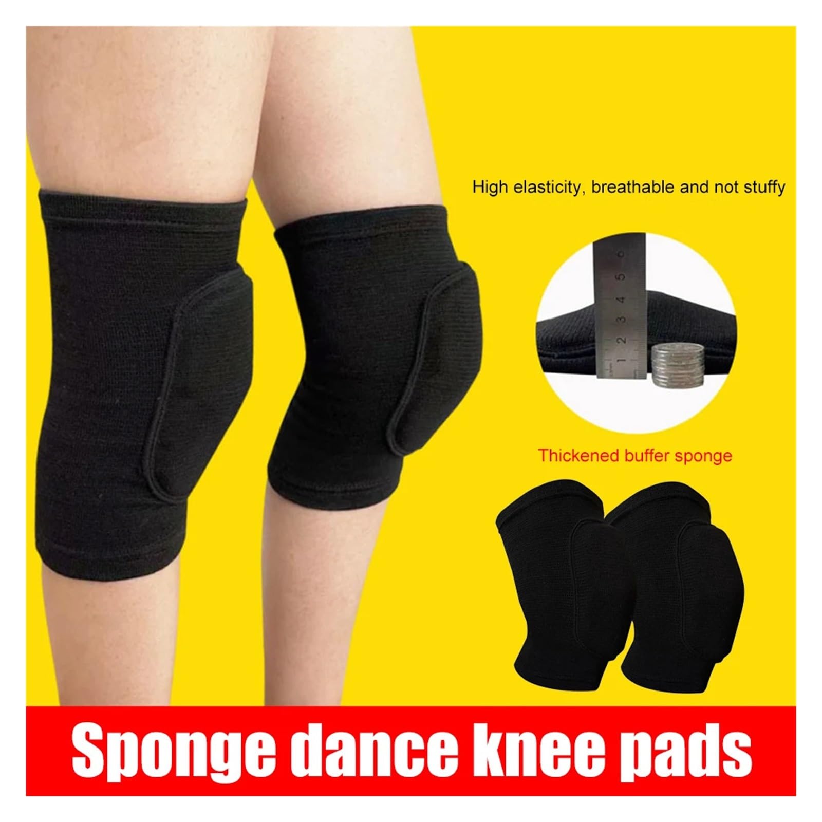 MRKU Genouillères de Sport antidérapantes, 1 Paire, en Mousse épaisse, pour Le Fitness, la Danse et Autres Exercices de Protection.