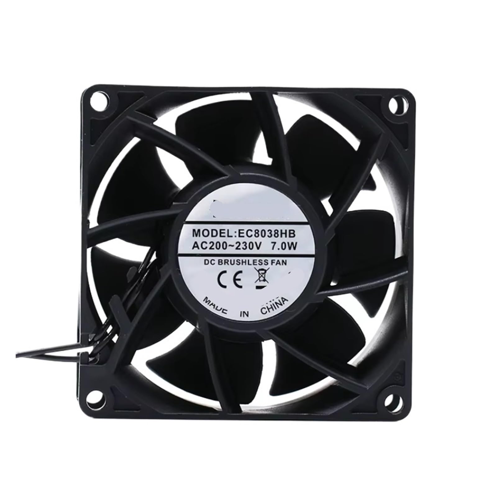 UITGVDQAT EC8038HB Server Cooling Fan AC 230V 7W 80x80x38mm 2-wire