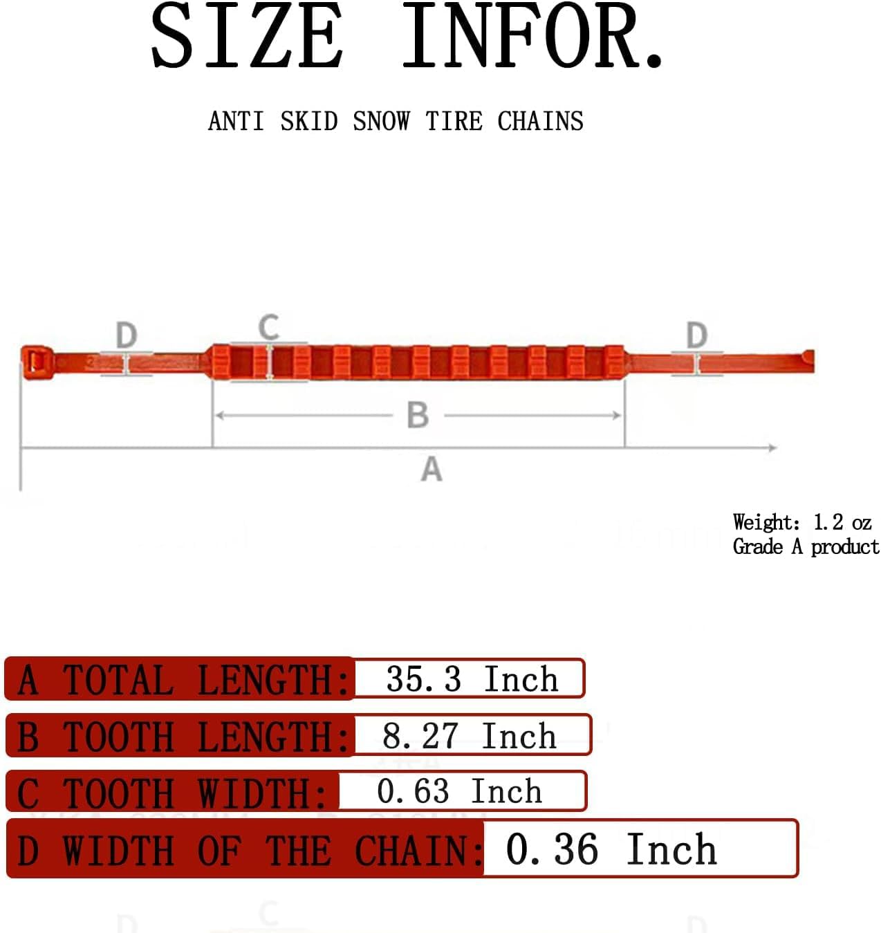 20pack Snow Tire Chains Reusable Anti-Skid Car Winter Wheels Chain Universal Cable Tire Belts, Orange Non-Slip Zip Tie Tires Chain Emergency for Auto Pickup Trucks Suv