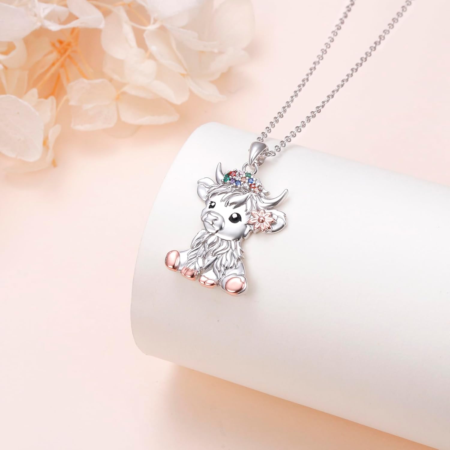 FLYOW 925 Sterling Silver Cute Animal Jewelry Hummingbird/Butterfly/Wolf/Corgi/Cat/Snake/Spider/Bat/Penguin/Bear/Opossum/Frog/Guinea Pig for Women Mother Friend Animal Lovers - Image 4