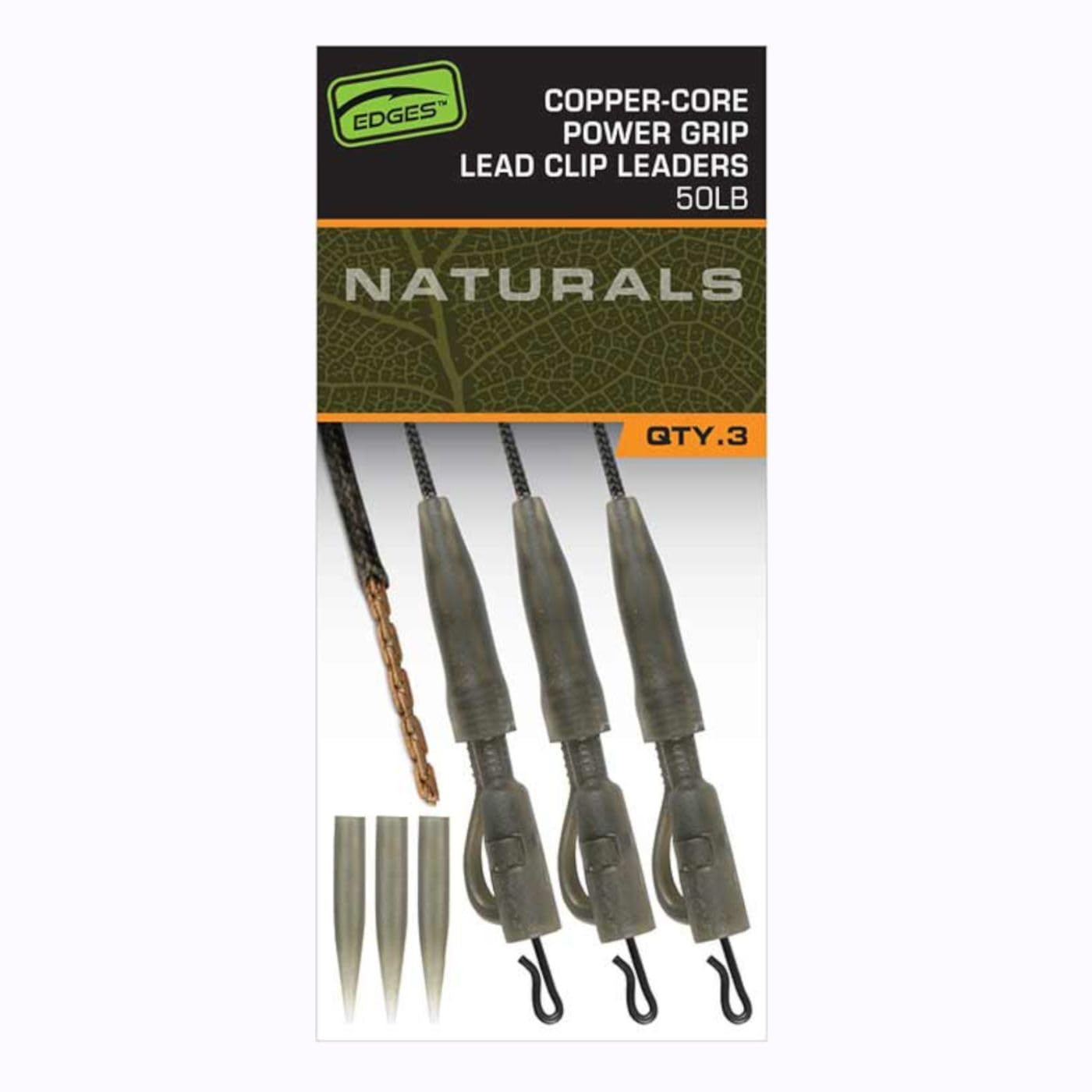 FOX Edges Naturals Copper Core Power Grip Plastic Lead Clip Leaders 50lb CAC903