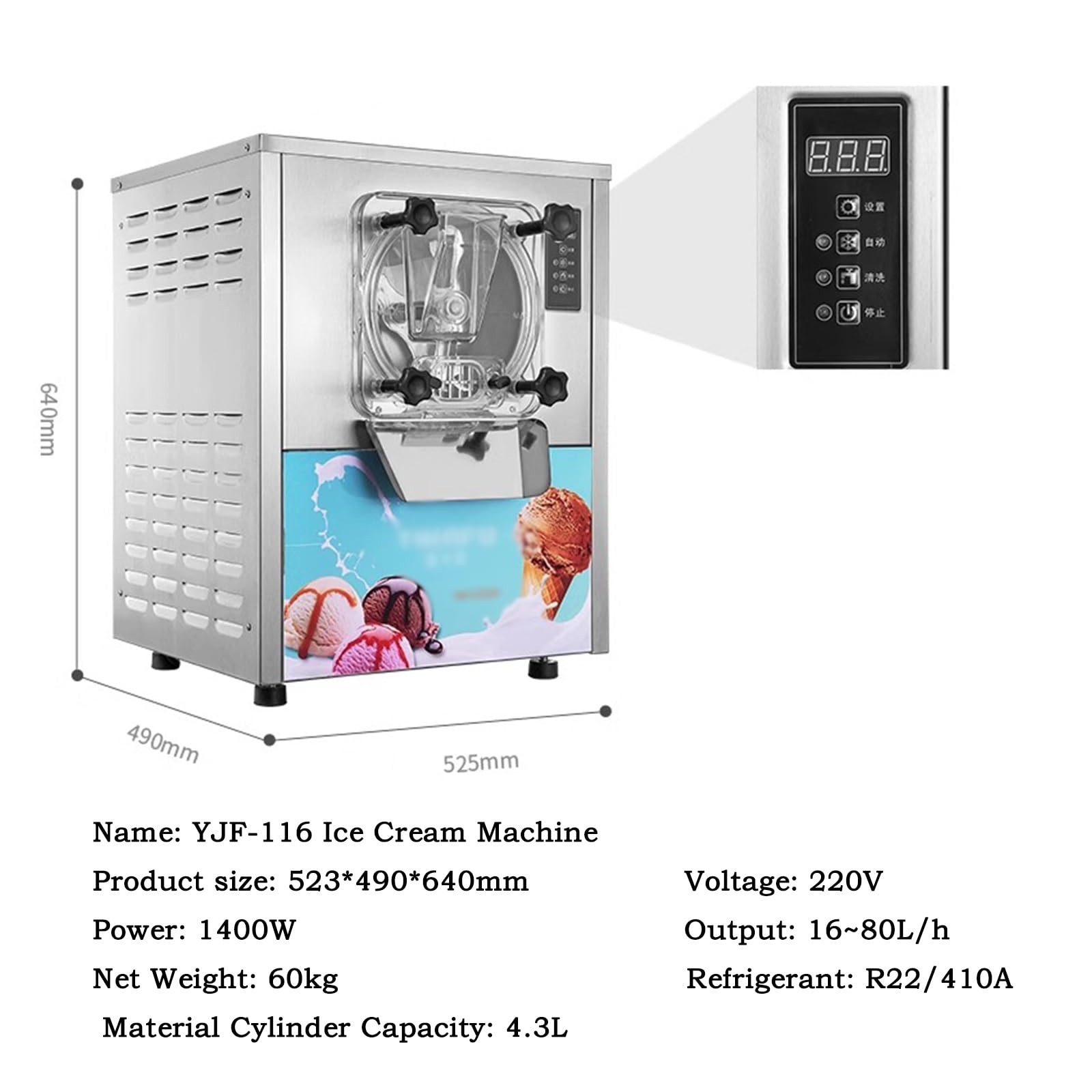 Heladera Máquina de helados duros Comercial de lujo Completamente automática Bola de excavación de alto rendimiento Máquina de helados de bolas de nieve Leche de arena de frijol mungo Maquina de Helad