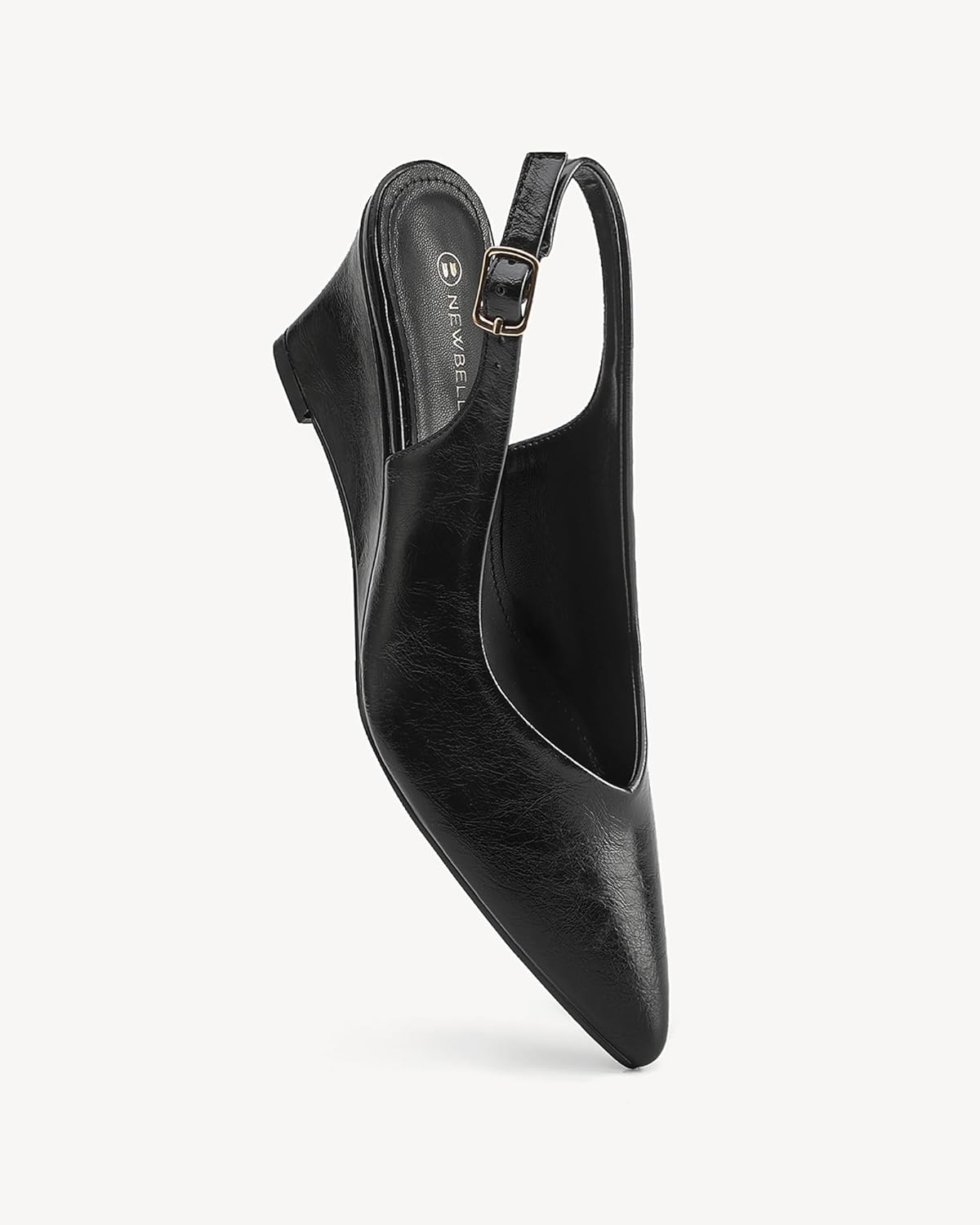 NEWBELLA Women's Wedge Heels - Minimalist Faux Leather Pumps with Back Straps, Comfortable Dress Shoes for Work & Everyday Wear - Image 3