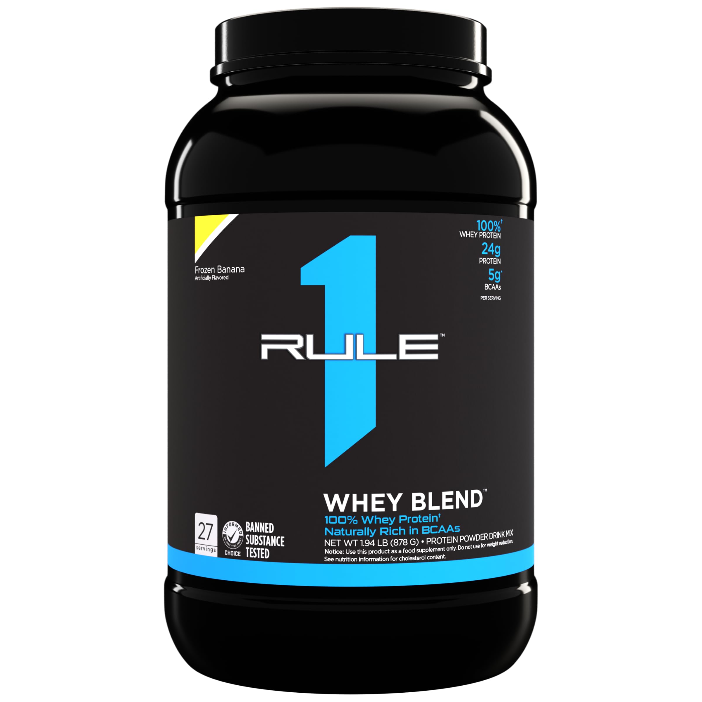 Rule One Proteins Whey Blend - Frozen Banana, 24g Fast-Acting Whey Protein Concentrates, Isolates, and Hydrolysates Per Serving, with Naturally Occurring EAAs and BCAAs, 2lbs