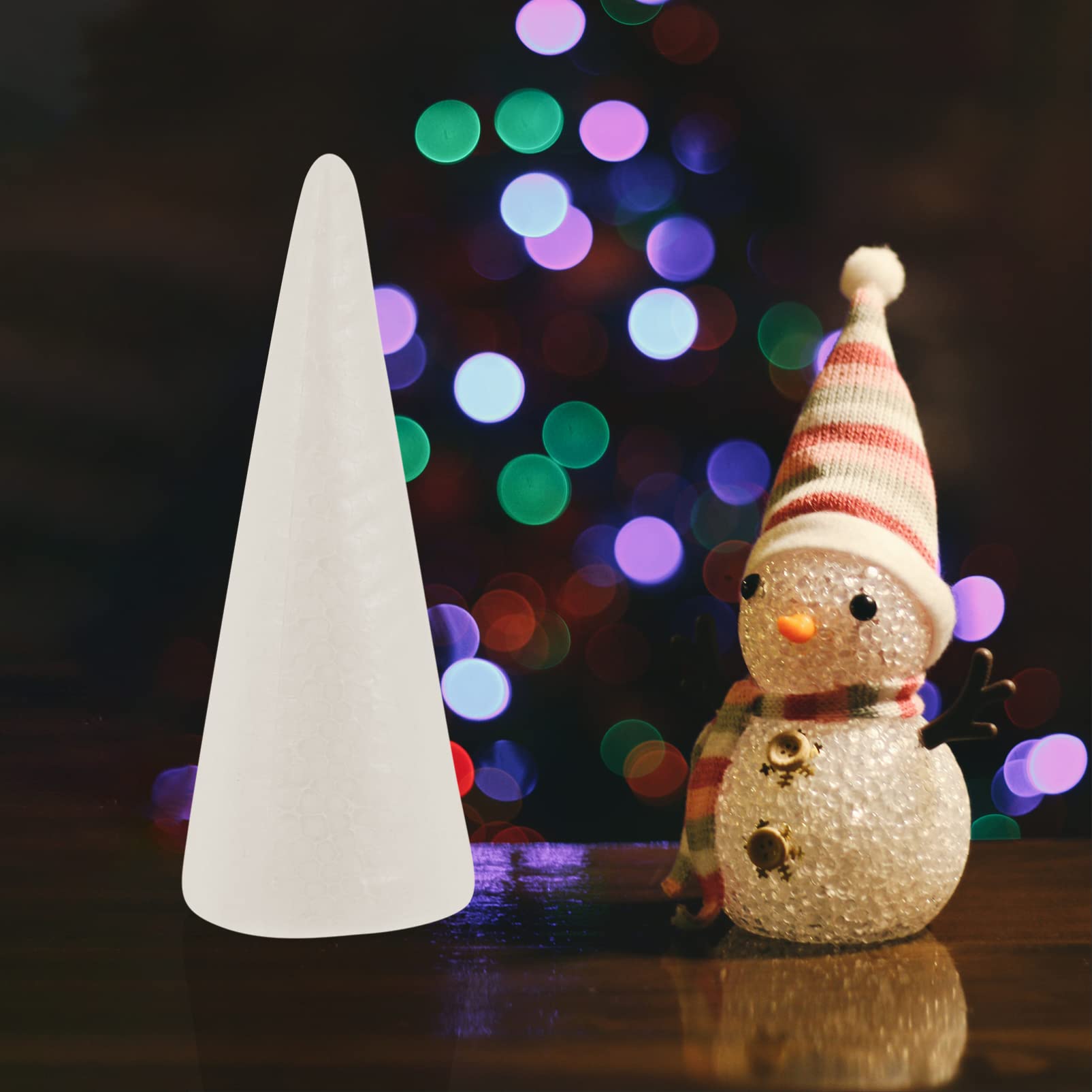 ERINGOGO 15 conos de poliestireno, modelos de árbol de Navidad para manualidades, suministros para manualidades, 3 tamaños diferentes