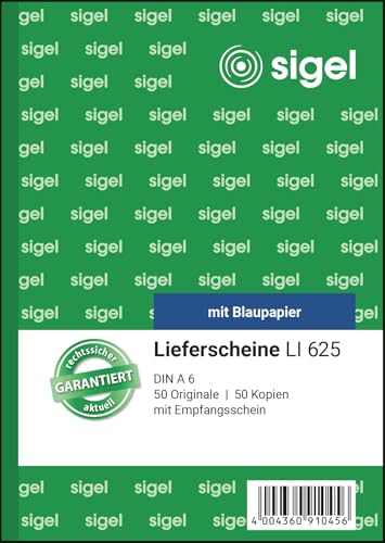 SIGEL LI625 Lieferscheine mit Empfangsschein A6 2x50 Blatt 1 Stück