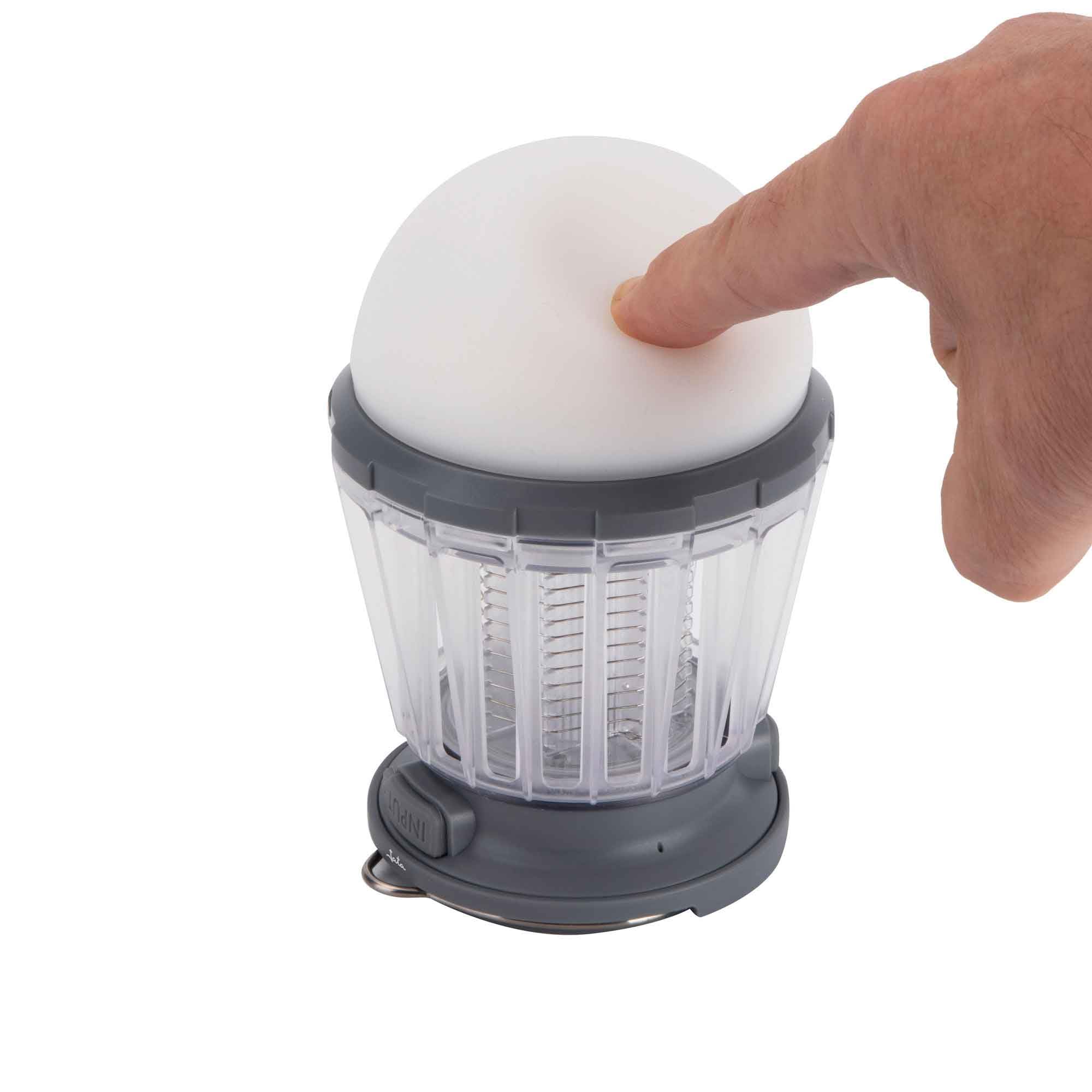 JATA HOGAR MOST3522 - Lámpara Antimosquitos Eléctrico Solar Recargable USB, Mata Insectos UV 50 m², Lámpara LED 3 Intensidades, IPX6, Interior y Exterior, Portátil con Asa