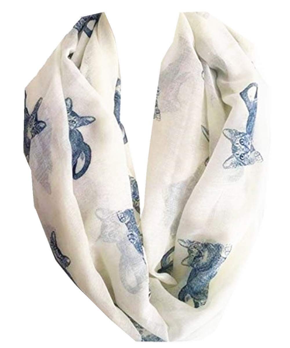 A Liittle Tree 0 - New Lady Cutie Cat Print Soft Scarf (White)