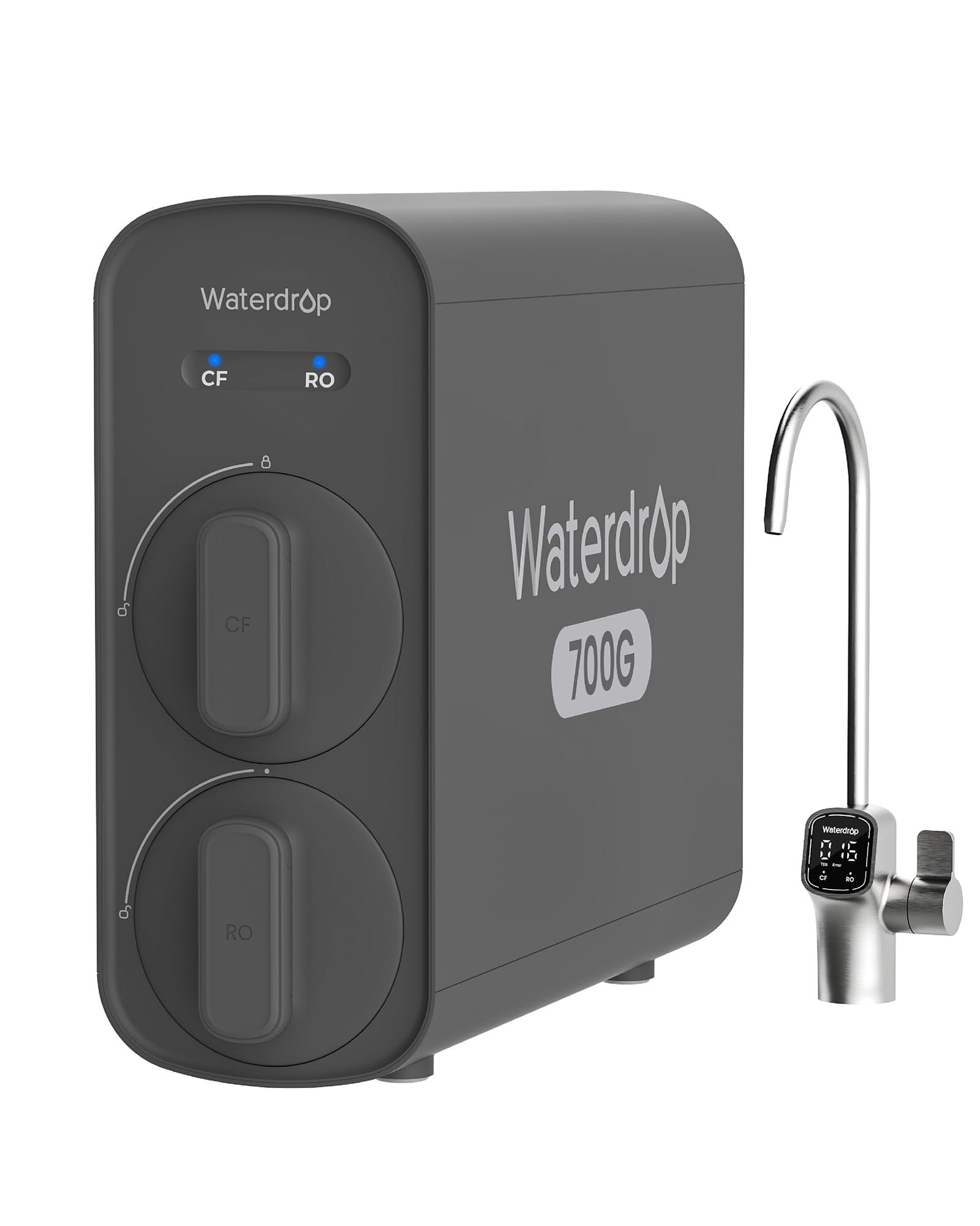 Waterdrop G5P700 Reverse Osmosis Water Filter, NSF/ANSI 372 Certified, 700G Fast Flow Reverse Osmosis System, 7 Stage RO Water Filtration System, 2:1 Pure to Drain, Smart LED Faucet, BPA Fre