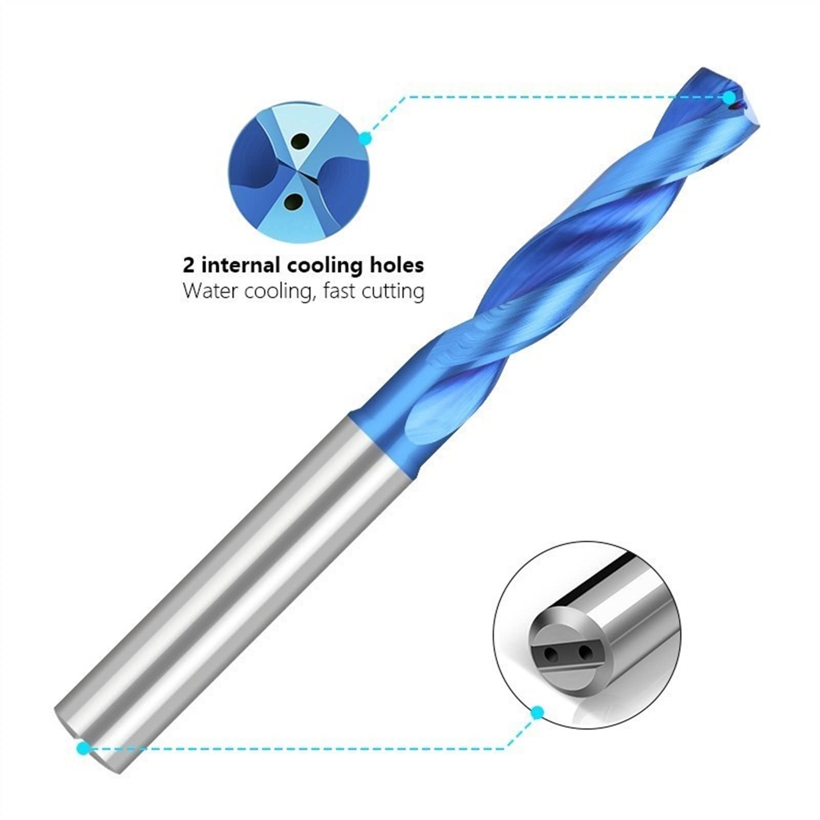 Wiertło 3D z twardego metalu 3-12 mm wewnętrzne wiertło chłodzące wiertło spiralne niebieska powłoka wiertło do metalu 1 szt. (kolor: 4,8 x 6 x 28 x 66 l)