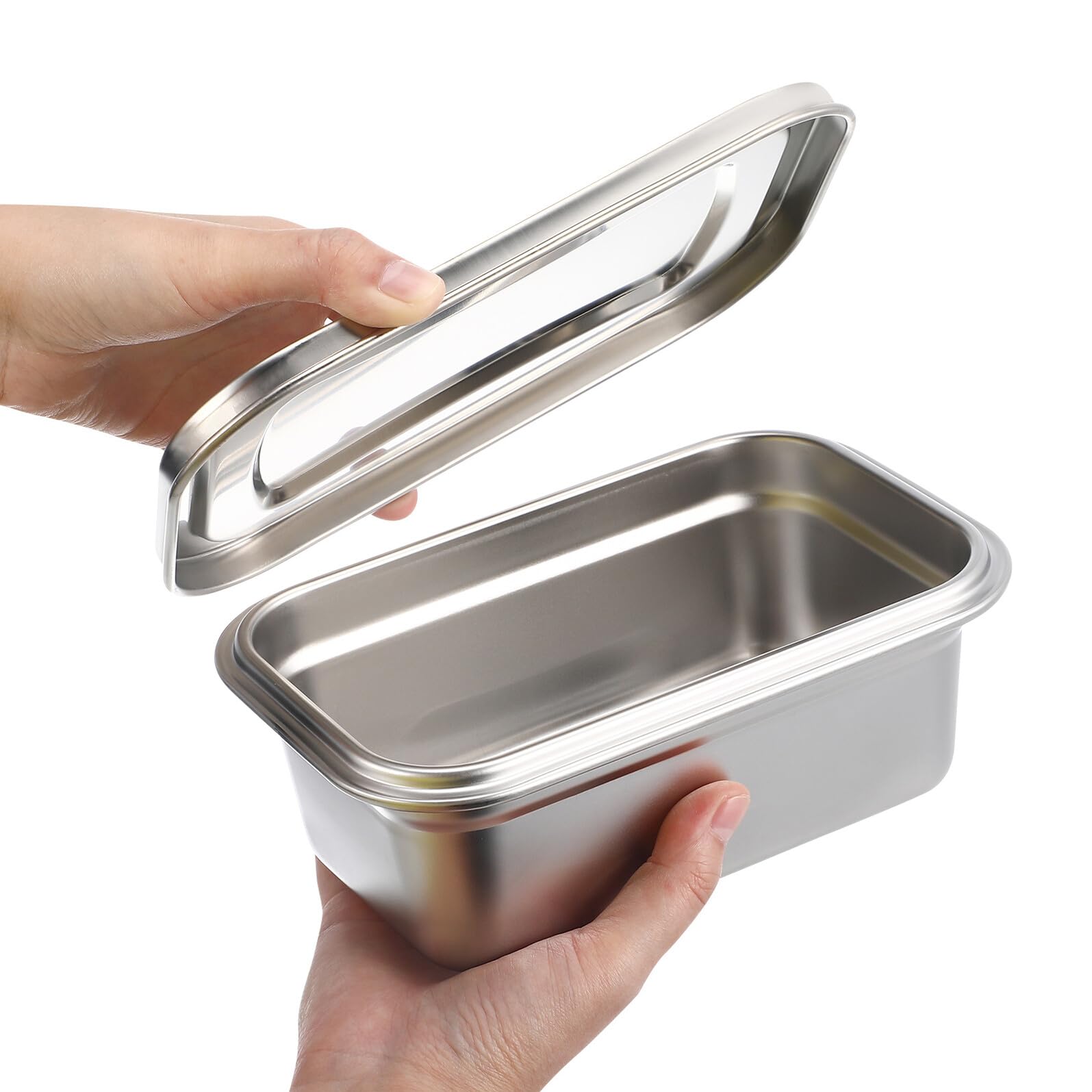 VICASKY Edelstahl-aufbewahrungsbox für Eiscreme Stapelbarer Gefrierbehälter mit Deckel Metall-lebensmittelaufbewahrungsbehälter für Kühlschrank und Gefrierschrank Wiederverwendbar für Lebe