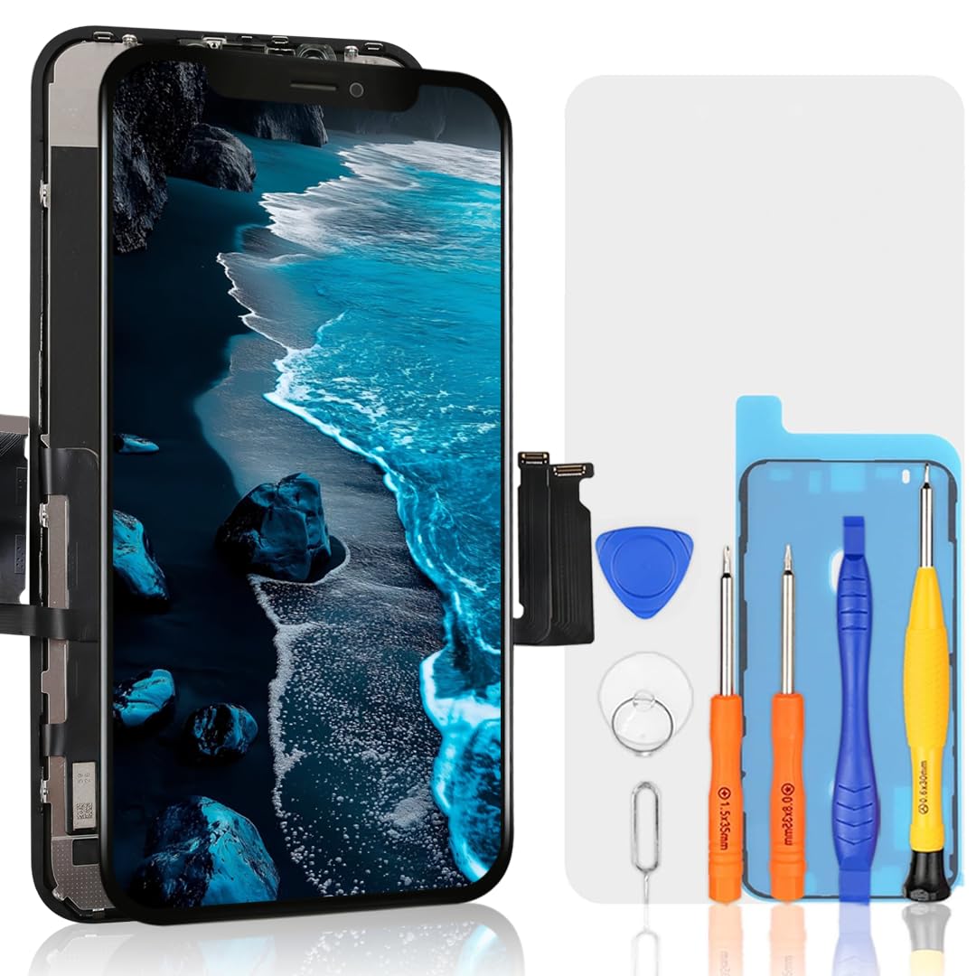 bokman Schermo per iPhone XR Nero, 6.1'' Touch Screen Digitizer LCD con Kit di Riparazione, Modello A1984 A2105 A2106 A2107 A2108