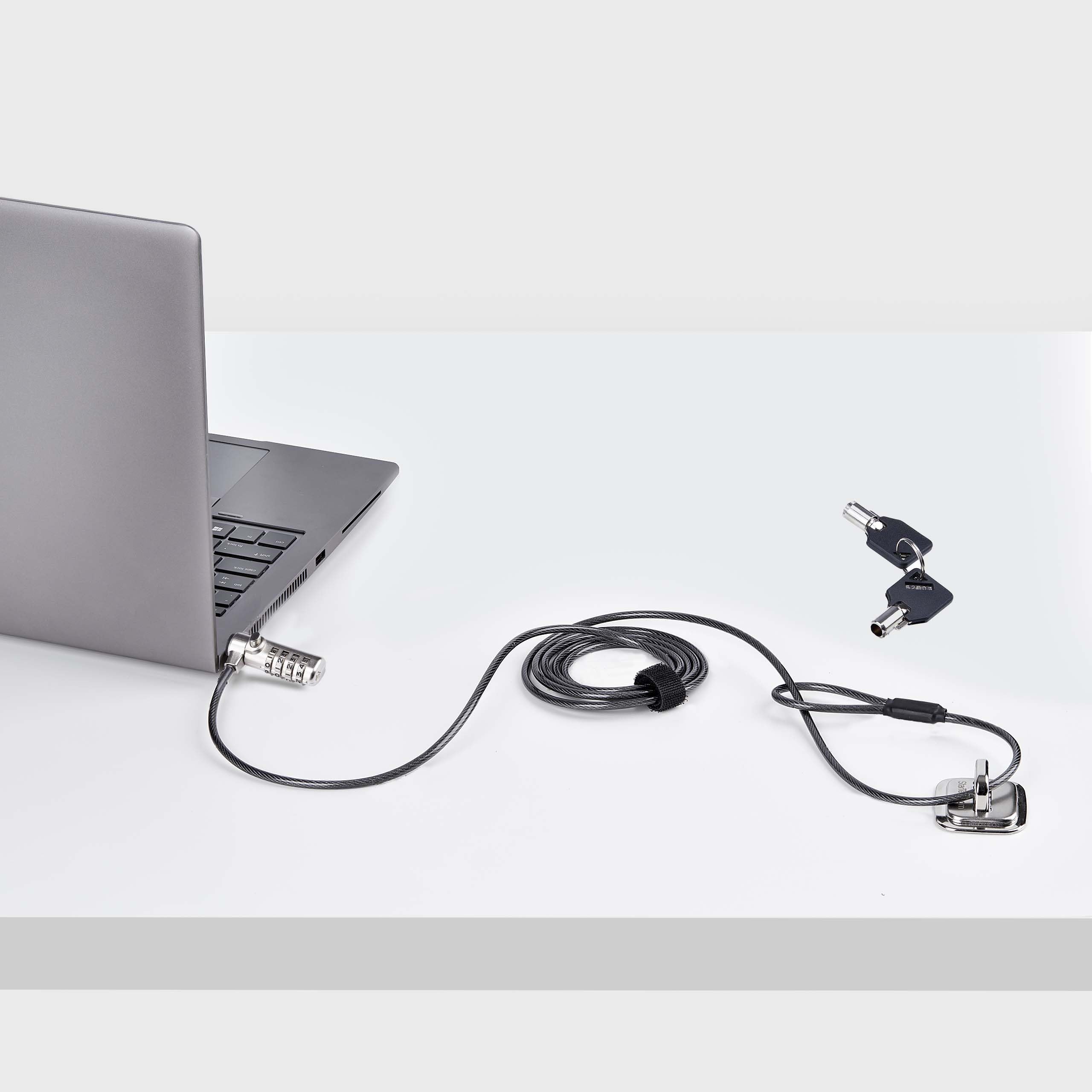 StarTech.COM Antivol pour PC Portable Compatible Slot Noble Wedge, Câble de Verrouillage de 1,5m, Câble en Acier, Combo Lock