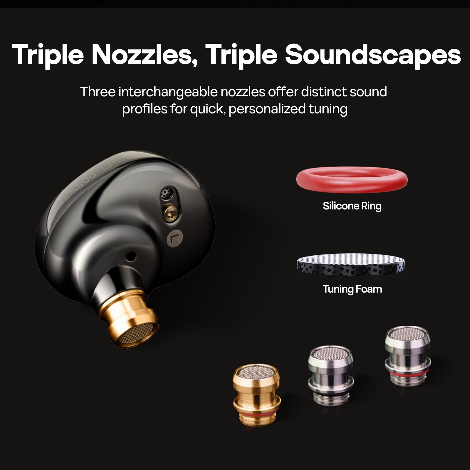 Simgot EA500LM słuchawki douszne z podwójnym magnesem i podwójną jamą, przewodowe słuchawki douszne HiFi z wymienną dyszą tuningową, odłączany kabel do audiofila/gier
