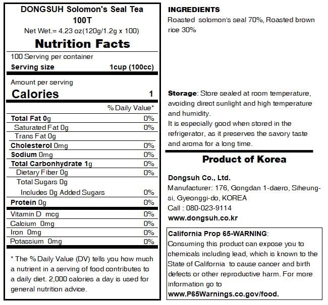 Miniatura 2 de Korea Herb TEA Dongsuh Brown Salomon's Seal Bolsas de té 100 1.2gx100T