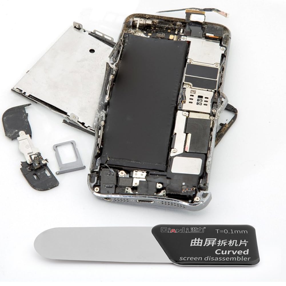 5 strumenti a leva per smontaggio, ultra sottili, separati, curvi, lama in acciaio inox, strumento di riparazione per schermo LCD curvo per smartphone (5 pezzi)