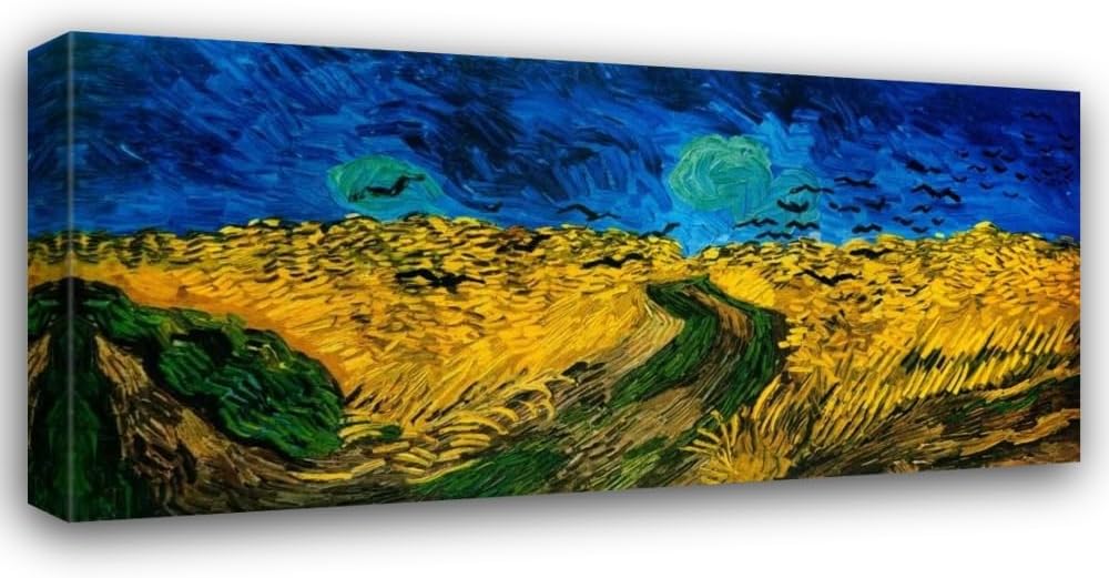 ArtDirect Crows Over Wheat Field 18x11 Black Modern Wood Framed with Double Matting Museum Art Print by Van Gogh, Vincent