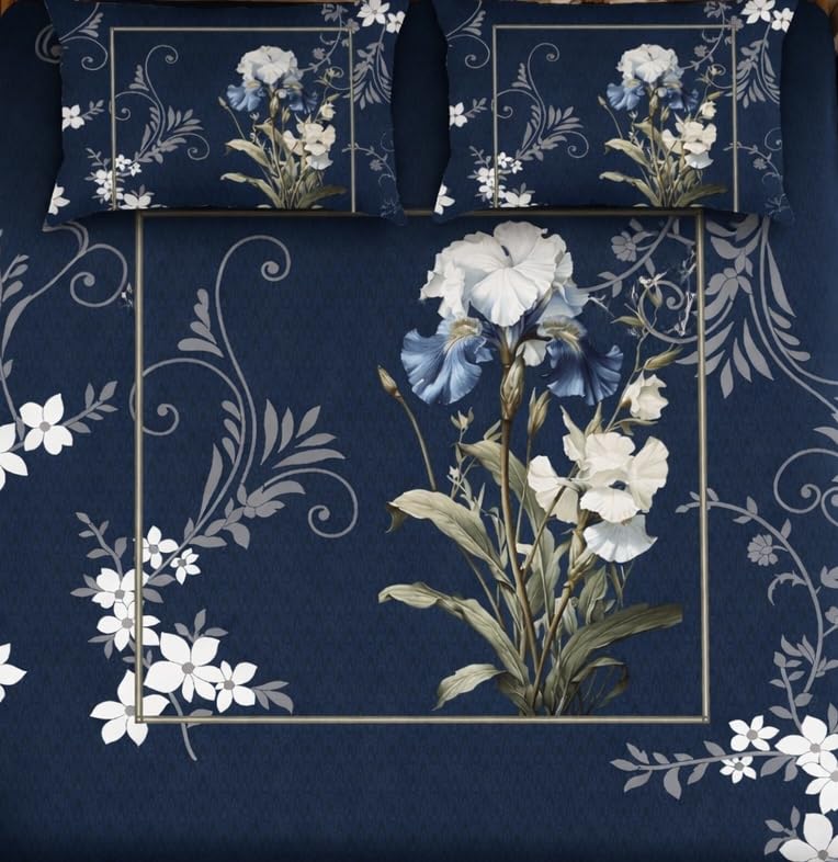 Image of DECORUM Premium 7D Digital Printed Cotton BEDSHEET (90 X 100) Inch with 2 King Size Pillow Covers - HIGH-Definition Design & Superior Comfort (Heavy Quality) BEDSHEET