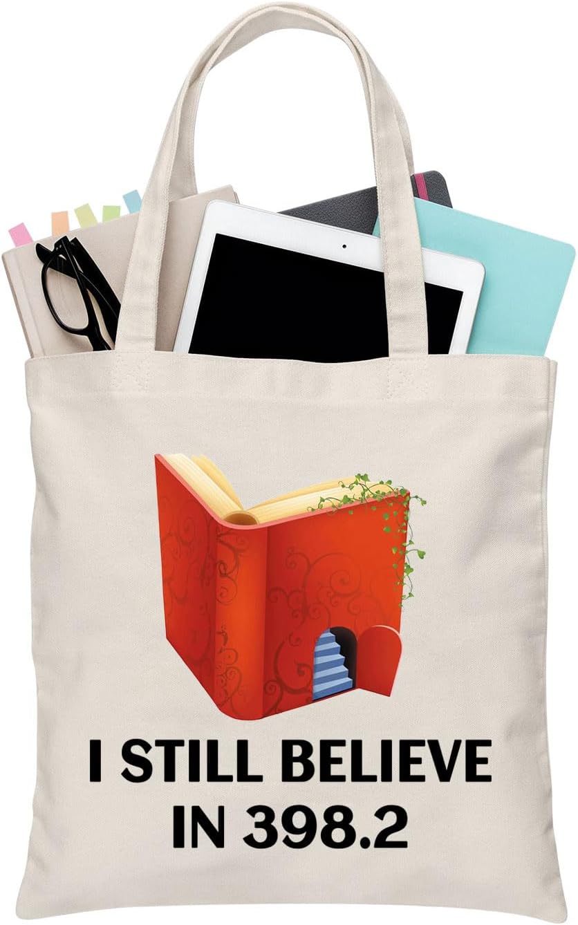 BDPWSS Librarian Tote Bag I Still Believe In 398.2 Book Lover Gift Fairy Tale Gift Fairy Princess Gift Library Shoulder Bag BDPWSS Librarian Tote Bag I Still Believe In 398.2 Book Lover Gift Fairy Tale Gift Fairy Princess Gift Library Shoulder Bag