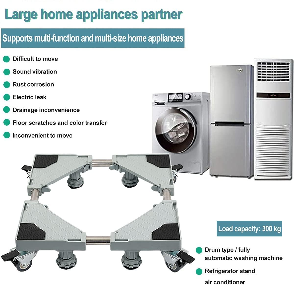 Watsonda Washing Machine Stand Multi-functional Movable Adjustable Base Mobile Roller for Washing Machine, Dryer and Refrigerator(8wheels4feets) : Appliances