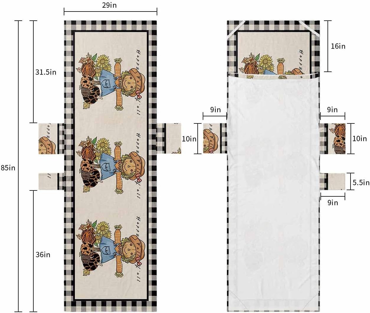 Scarecrow Pumpkin Beach Pool Patio Lounge Chaise Chair Cover Towel With Pockets,Absorbent & Quick Dry Microfiber Towel Cover Bag Summer Accessories Autumn Sunflower Plaid Boho Zebra Leopard Print