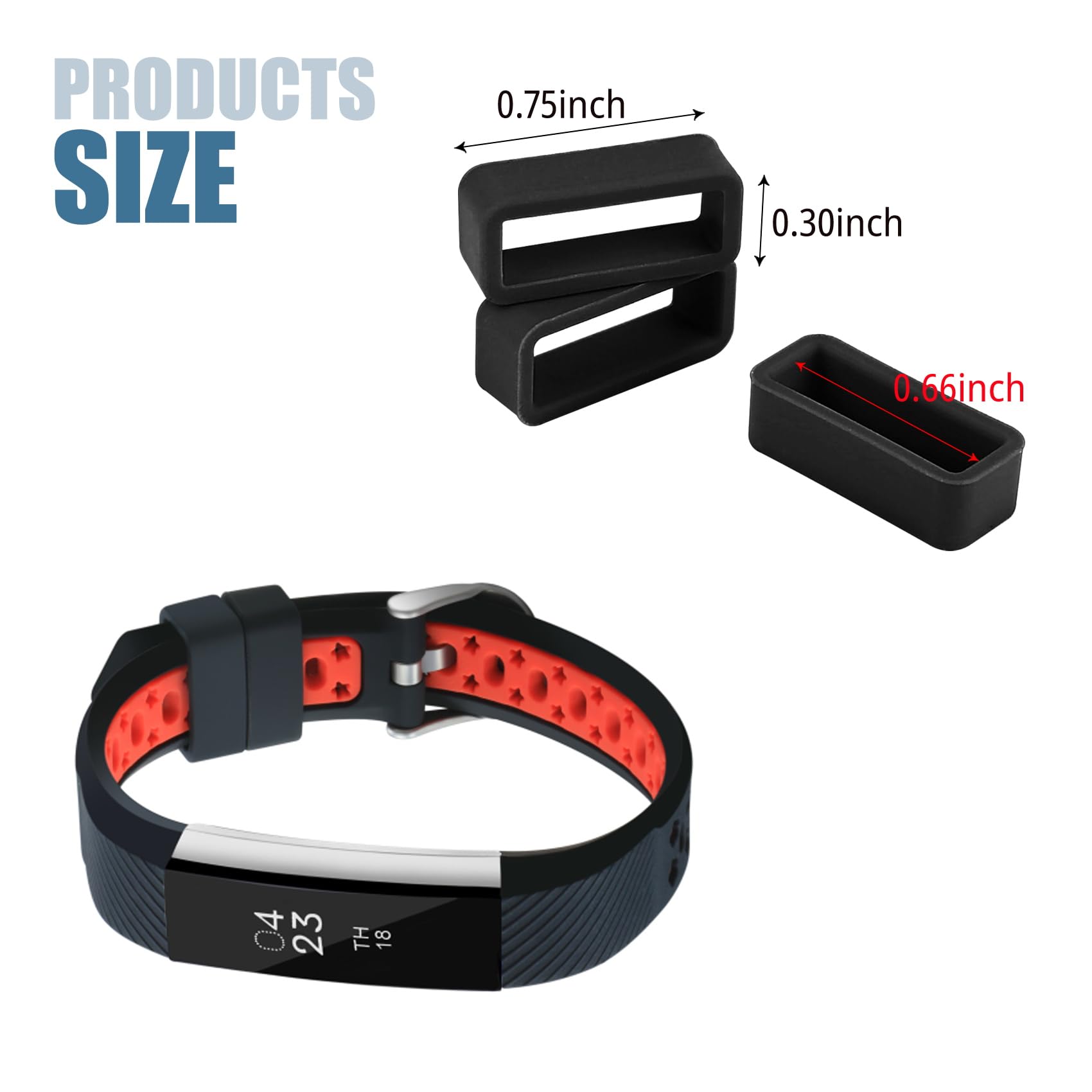 GAADSKCER 3 Pack Watch Band Holder, 16mm Silicone Watch Band Loop, For Silicone Watch Magic Band Clips (Black)