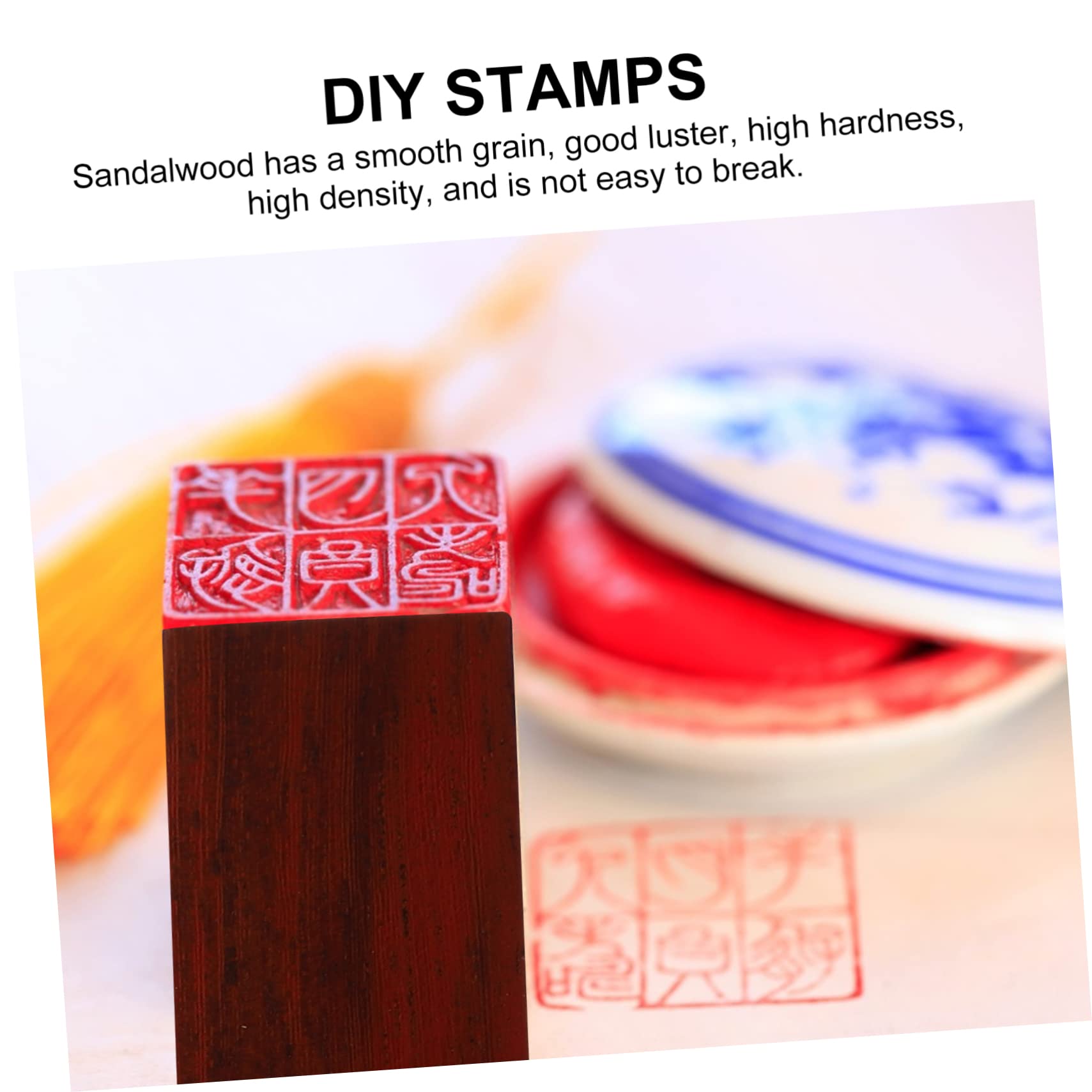 SEWACC 6stücke Holzstempel Aus Rotem Sandelholz Quadratische Blanko-stempel Für Bastelprojekte Zum Dekorieren Von Scrapbooks Karten Und Tagebüchern
