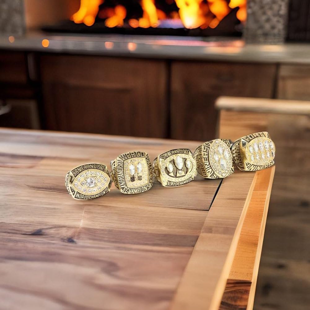 NFL-Meisterschaftsring-Set mit Display-Box, 49ers, 5-Jahres-Meisterschafts-Rugby-Champion-Ring, Super Bowl-Souvenir, einzigartige Geschenke für Cowboy-Herrenväter