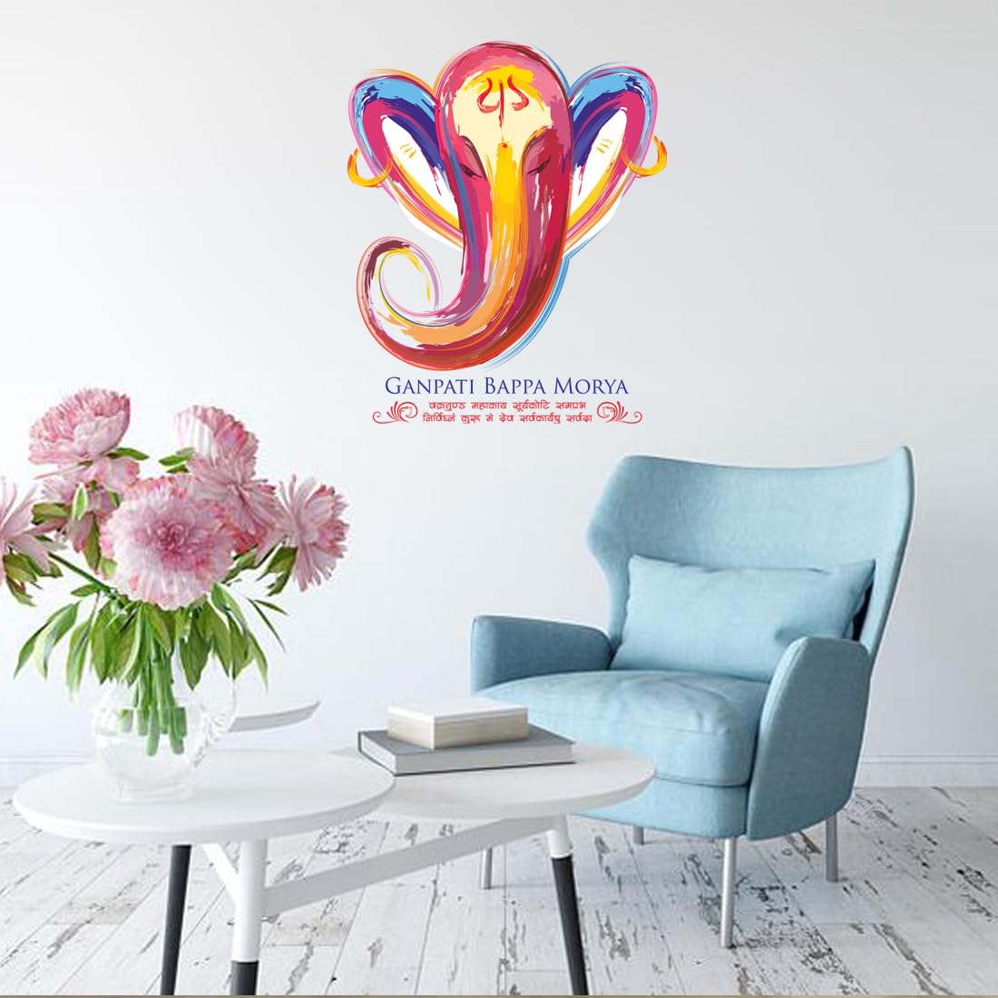 Rangoli White Glossy Vinyl Wall Sticker Premium Self-Adhesive Waterproof Decorative Wall Decal for Bedroom, Living Room, Office & Home Decoration Easy to Apply. Parent-2, Design-13 2