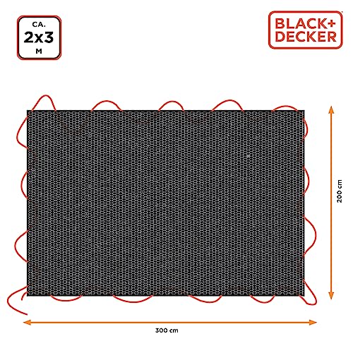 Black+Decker Telone Per Rimorchio, 2 X 3 M, 10 Occhielli In Alluminio, Poliestere, Nero - 3