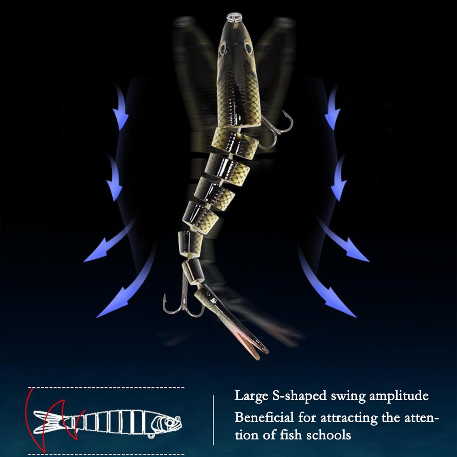 5.4in Fishing Lures Bass Trout - Fishing Gear Bait Accessories for Freshwater and Saltwater - Nine Sections of Biomimicry Swim Baits for Bass Fishing Swim Rapala Fishing Lures