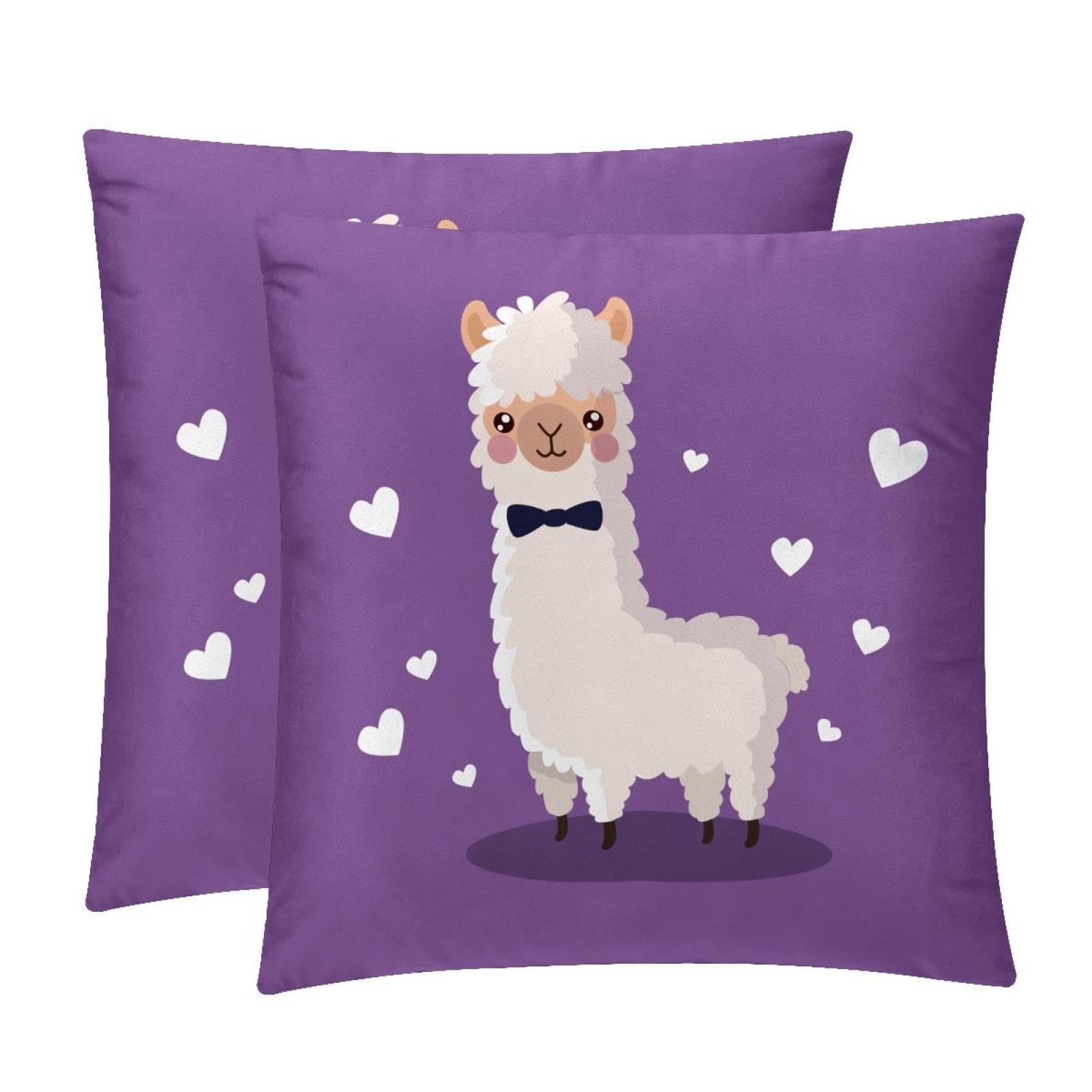 TDGKPZ Cute Alpaca Throw Pillow Covers 2 Pack Cushion Cases Decorative Pillow Cases Home Decor 45x45cm