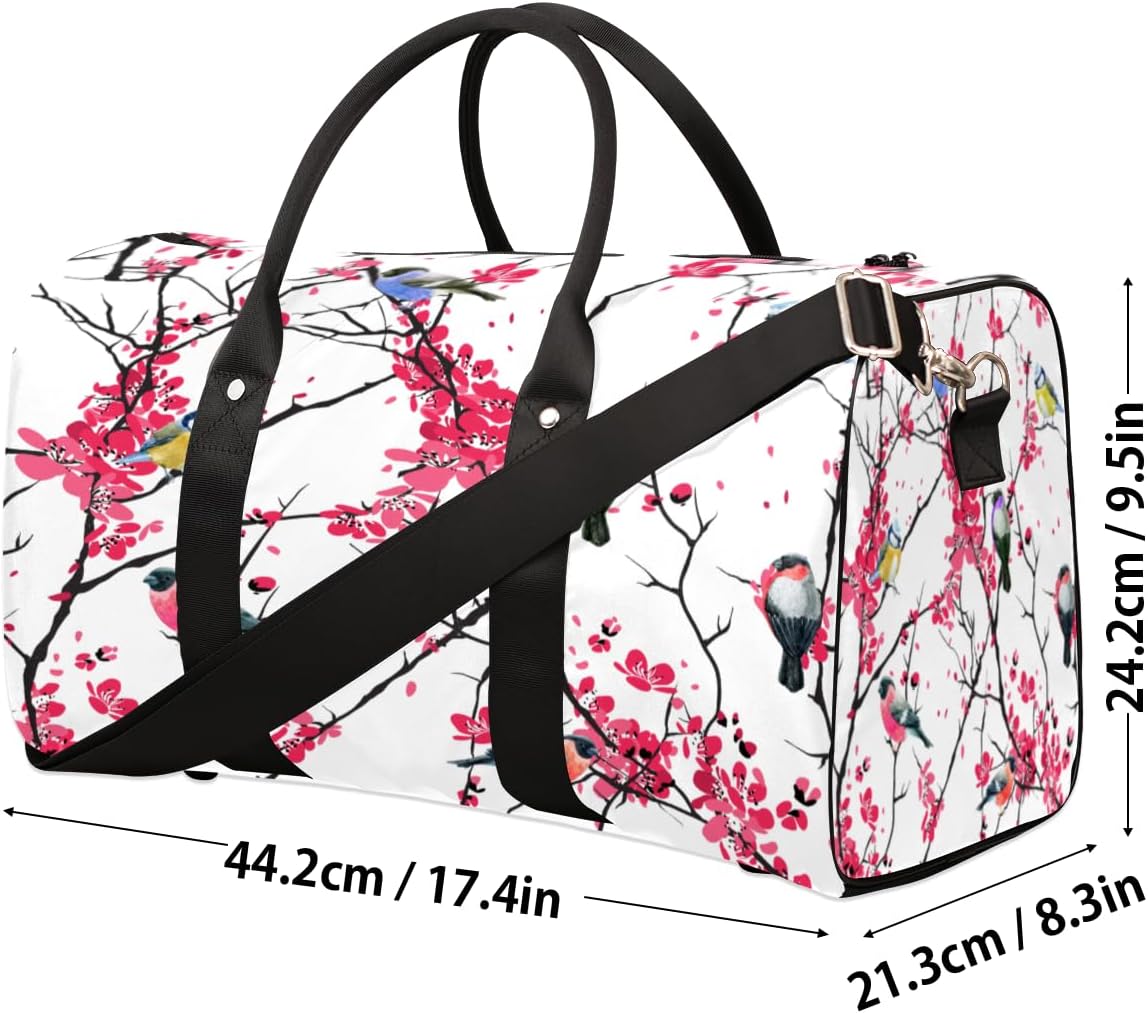 Painted Flowers Birds Travel Duffel Bag for Women Men Large Capacity Overnight Weekender Bags for Lightweight Waterproof Sport Gym Bag for Workout Yoga Swim