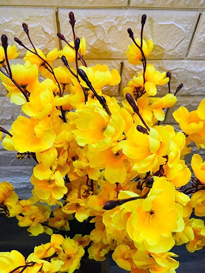 Image of Coolkart Orchid Artificial Flower Bunch, Yellow | Pack of 1 Bunch /7 Sticks, For Home Office Restaurant Decoration, Real Looking, Made in India