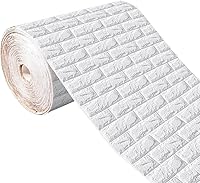 Vista 12 de Calcomanías de pared de ladrillo 3D de 47.2 x 23.6 pulgadas, paneles de espuma autoadhesivos, papel tapiz de ladrillo para sala de estar, fondo