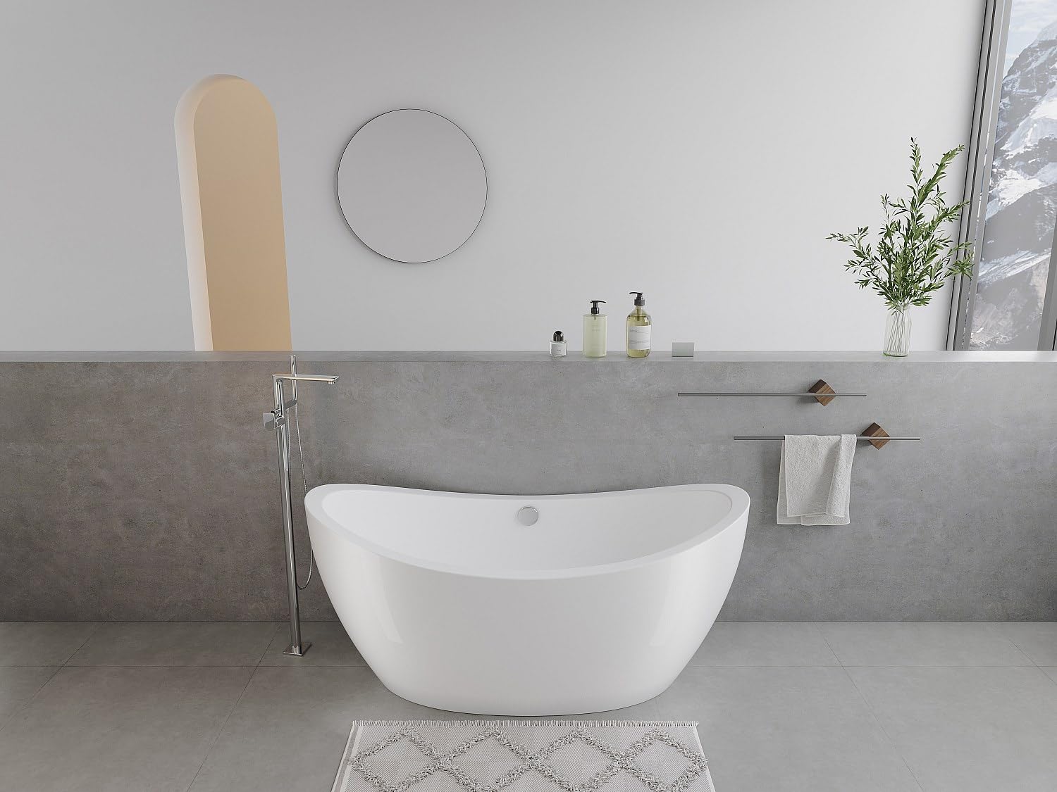 Vente-unique - Banheira isenta de design branco - 225 L - 170 x 83 x 77 cm - ALDA