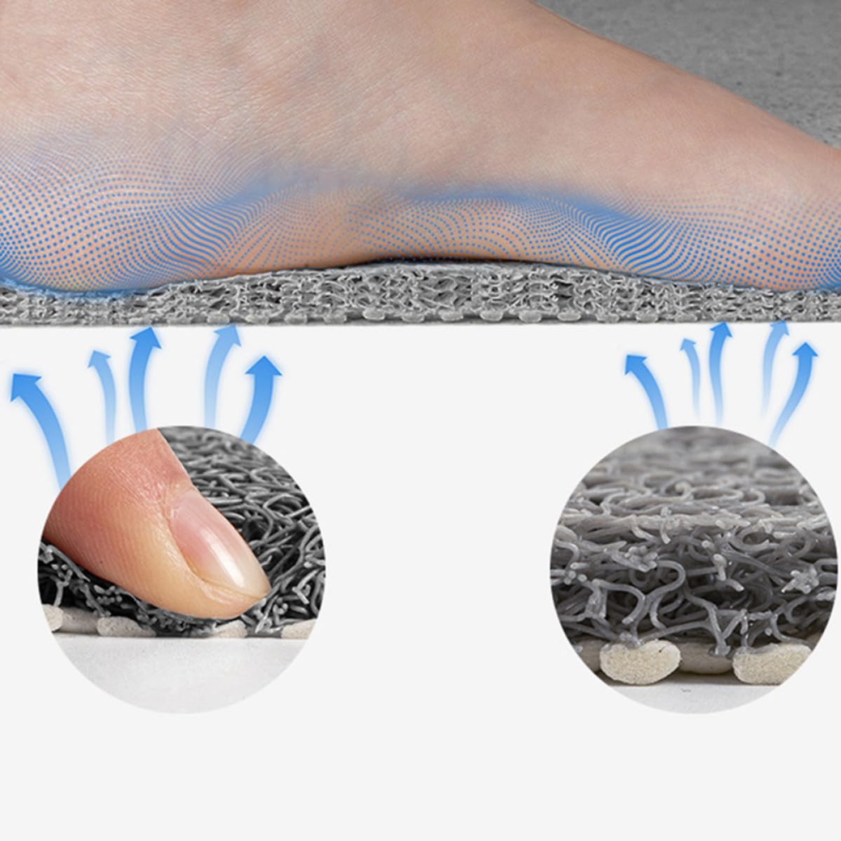 Healvian rutschfeste Fußmatte aus PVC für Badezimmer und Wc mit Wasserdichtem Material und Einfachem Design zur Druckentlastung und Ermüdungsreduktion im Master Bad
