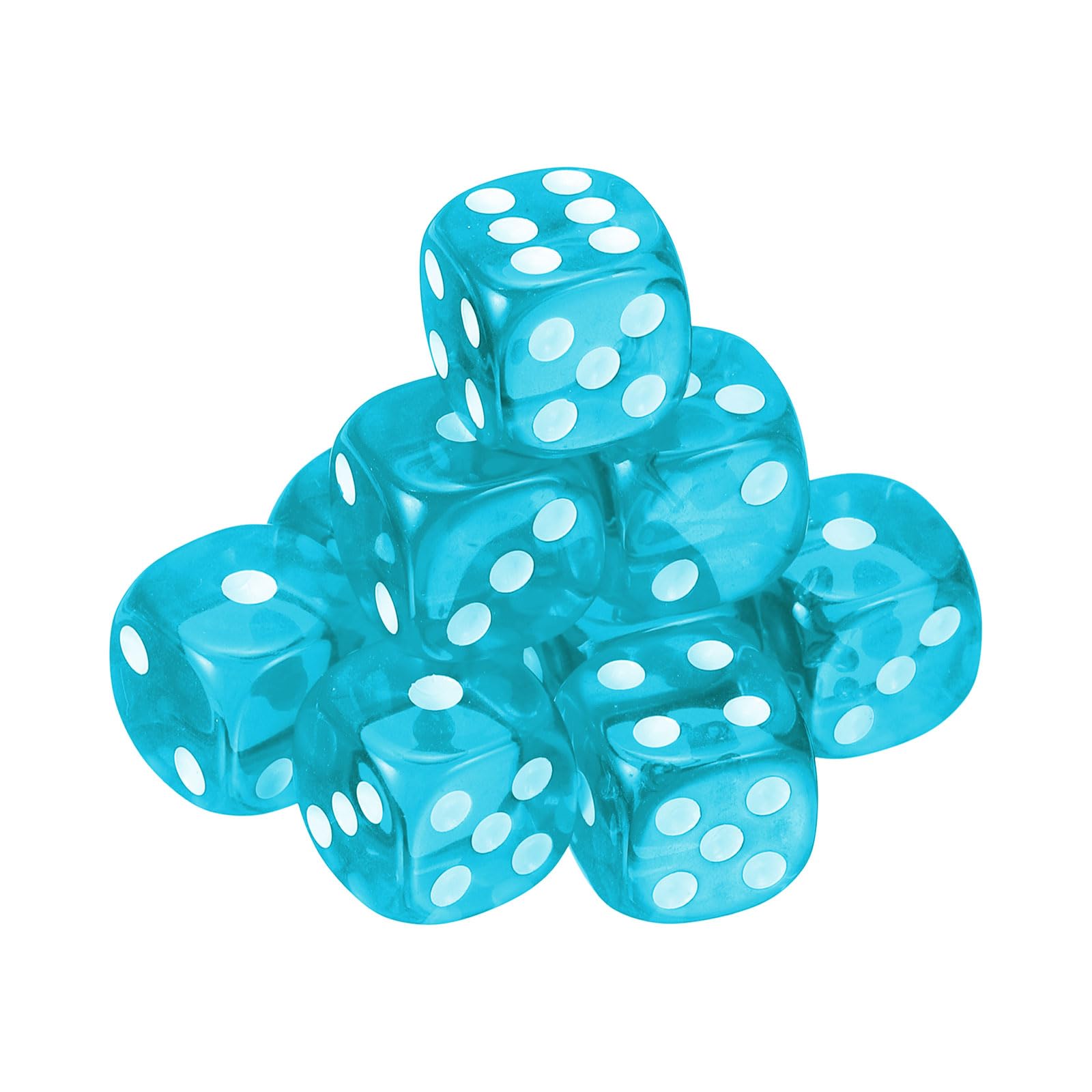 sourcing map 10Pcs 6 Sided Acrylic Dice, 16mm/0.63" Rounded Corner Translucent Colored D6 Game Dice for Theme Party Fun Table Board Games, Light Blue