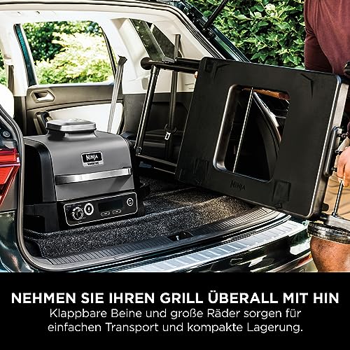 Ninja Woodfire Klappbarer Grillständer, kompatibel mit Ninja Woodfire Elektro-Outdoor-Grill (OG700-Serie), offizielles Zubehör, Schwarz/Grau XSKGRLLSTDEUK