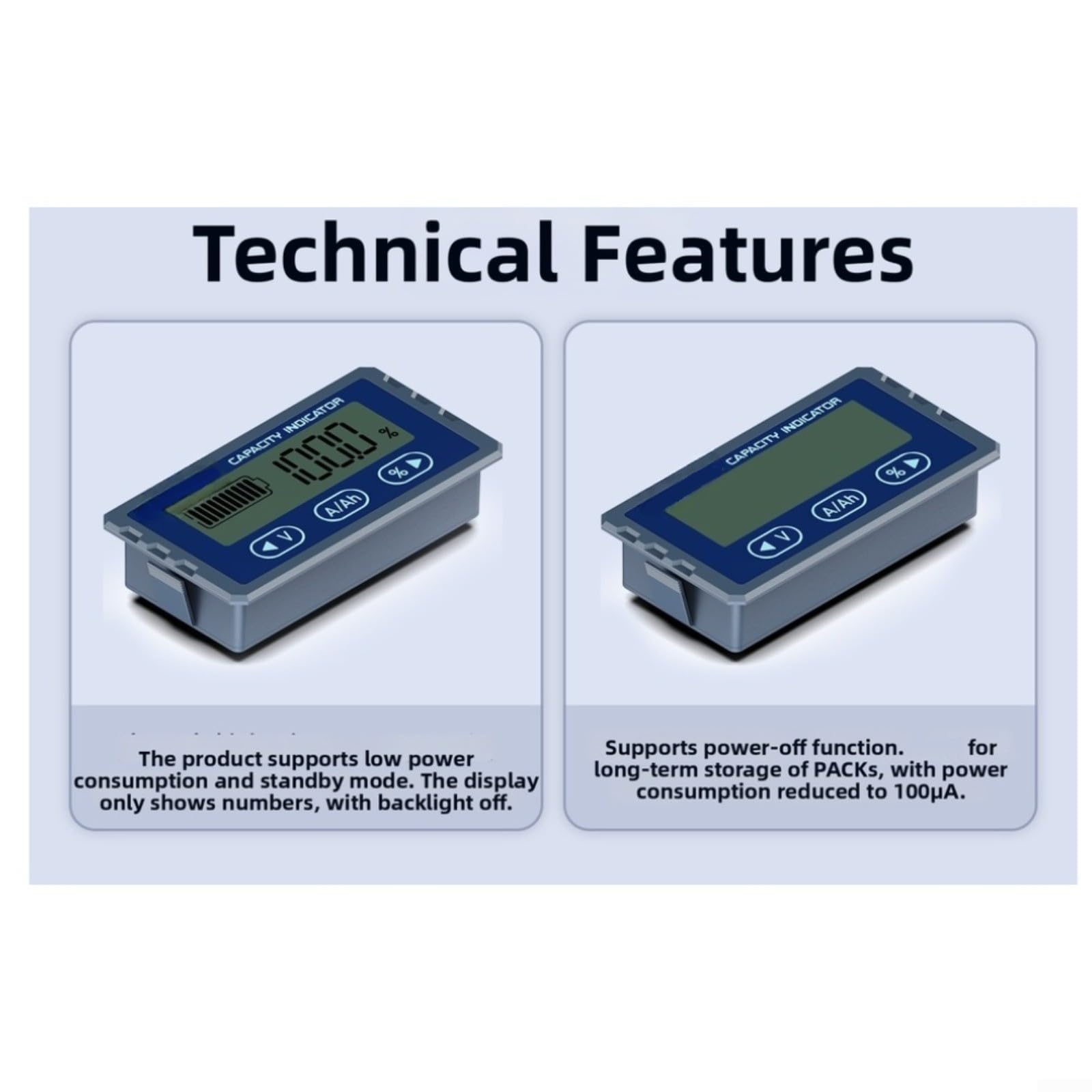 Voltímetro de litio Coulomb Contador 8-120V 0-150A Precisión ± 1,0% Tiempo Real Monitor para Vehículos Eléctricos Resistente al Agua Aluminio