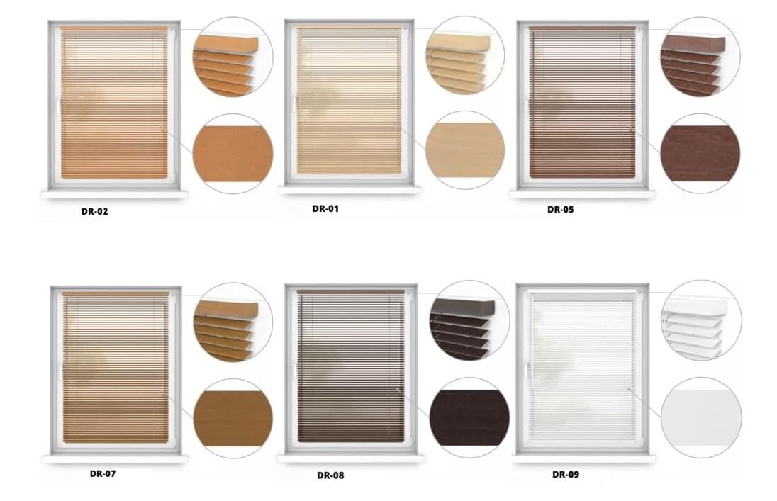 Tende veneziane in legno con lamelle sottili da 25 mm Tende veneziane per finestre Installazione non invasiva - Larghezza 50-140cm, altezza 50-250cm