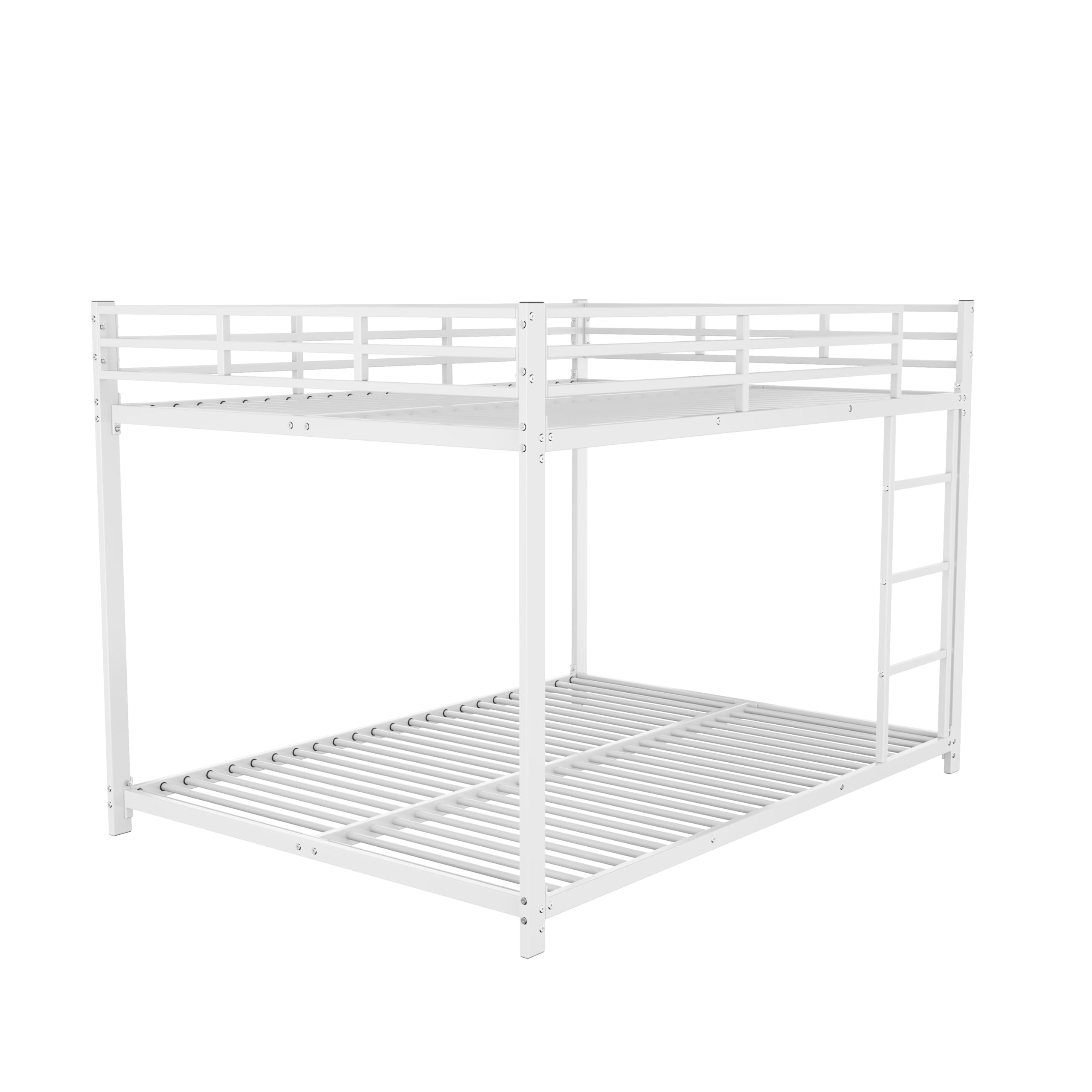 Cama alta de 140 x 200 cm, litera para 2 niños, estructura de metal, literas con barandilla alta estable, color blanco (blanco, 140 x 200 cm)