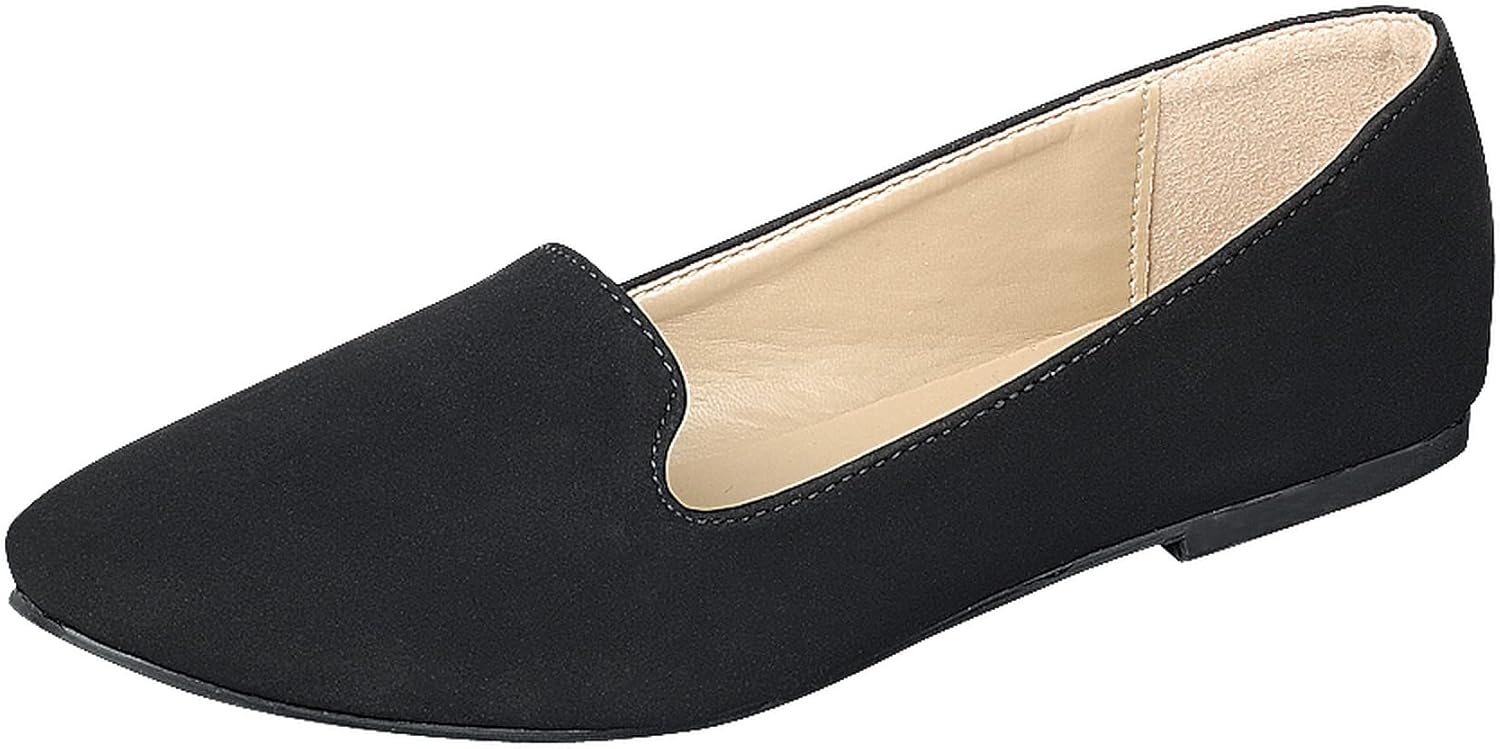 Forever Link Women's Diana-81 Ballet Loafer-Flats Shoes Charcoal Nub 10