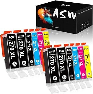 ASW Compatible Ink Cartridge Replacement for Canon PGI 270 XL CLI 271 Used for PIXMA MG5720 MG5721 MG5722 MG6820 MG6821 MG6822 MG7720 TS5020 TS6020 TS8020 TS9020 (12 Pack) 